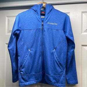 Karbon Men’s Full Zip Hoodie Sz M High Scuba Neck Meshed Lined Pockets